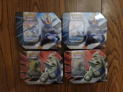 Pokemon TCG V Strikers Tin Lot X4 Factory Sealed 2024 Reprint w/ Evolving Skies - Image 1