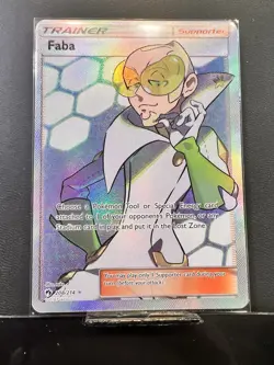 Pokemon Lost Thunder MINT Condition Faba 208/214 Full Art Trainer Card Rare - Image 2