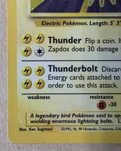 Pokemon Zapdos Holo Rare Base Set 16/102 Heavy Damage - Image 5
