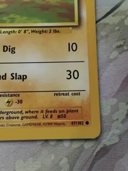 Pokemon TCG Diglett Base Set 47/102 Regular MP. - Image 5