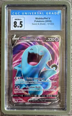 WOBBUFFET V (2020) Pokemon Sword & Shield Full Art Rare Holo 191/202 CGC 8.5 - Image 1