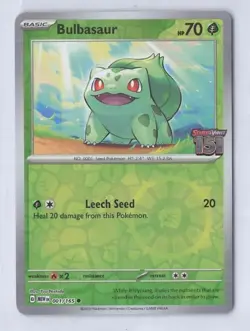 Bulbasaur 001/165 Pokemon TCG Scarlet & Violet 151 Best Buy Stamped Promo NM-NM+ - Image 1