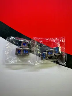 Silver Navy Blue UPC Metal Dice Set Sealed Pokemon Brand New - Image 1