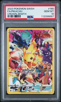 2023 POKEMON SWORD & SHIELD CROWN ZENITH #160 FULL ART/PIKACHU PSA 10 - Image 1