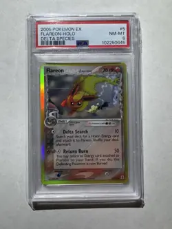 2005 Pokemon Ex Delta Species #5 Flareon Holo PSA 8 NM MINT - Image 1