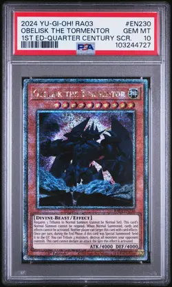 2024 YU-GI-OH! RA03-QUARTER CENTURY BONANZA #EN230 OBELISK THE TORMENTOR PSA 10 - Image 1