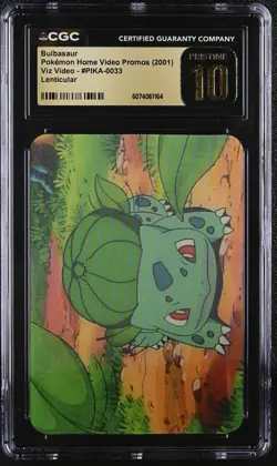 CGC 10 PRISTINE Bulbasaur Pioneer Viz Video PIKA-0033 Lenticular Pokemon Card - Image 1