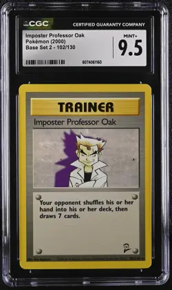 CGC 9.5 Imposter Professor Oak 2000 Base Set 2 102/130 Pokemon Card - Image 1