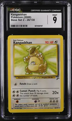 CGC 9 MINT Kangaskhan 2000 Base Set 2 26/130 Pokemon Card - Image 1