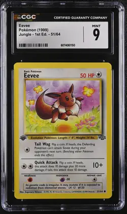 CGC 9 MINT Eevee 1999 Jungle 1st Edition 51/64 Pokemon Card - Image 1