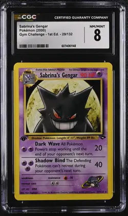 CGC 8 Sabrina's Gengar Gym Challenge 1st Edition 29/132 Pokemon Card - Image 1