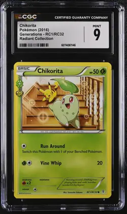 CGC 9 MINT Chikorita 2016 Generations RC1/RC32 Radiant Collection Pokemon Card - Image 1