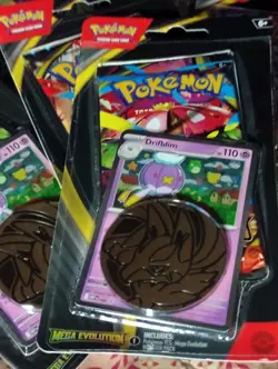 8x Pokemon Mega Evolution Factory Sealed Blister Booster Pack Drifblim w/ Coin - Image 2