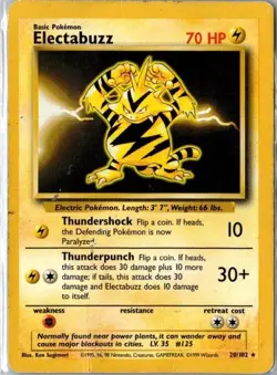 1999 Pokemon Base Set Electabuzz #20/102 Non-Holo Rare - Image 1