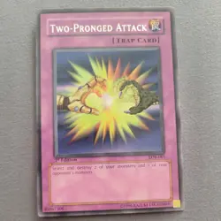 Yugioh Two-Pronged Attack LOB-061 Rare 1st Ed NM - Image 1