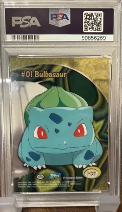 2000 TOPPS POKEMON TV ANIMATION CLEAR CARDS #PC2 BULBASAUR PSA 10 - Image 2