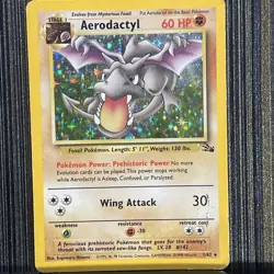 Aerodactyl Pokemon Card Holo WOTC 1/62 Fossil Set Rare Vintage 1999 Original MP - Image 1