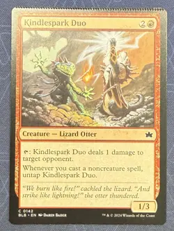 Magic the Gathering MTG Kindlespark Duo Bloomburrow 142 CRIMPED Error Card - Image 1