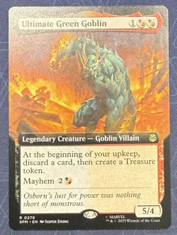 Magic the Gathering MTG Ultimate Green Goblin SPM 276 CRIMPED Error Card - Image 1