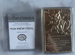 Pokemon Burger King MewTwo 23K Gold Plated Trading Card Poke Ball G20 w/COA - Image 2