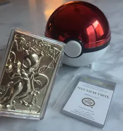 Pokemon Burger King MewTwo 23K Gold Plated Trading Card Poke Ball G20 w/COA - Image 5