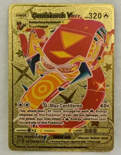 Pokemon Centiskorch Vmax Gold Foil Holo Textured Fan Art Card Nintendo - Image 1