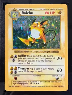 1999 Pokemon #14 Raichu Holo Trading Card KSA 7 NM PTCG Game - Image 2