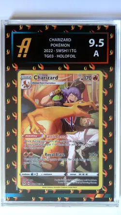 Pokemon Card Charizard TG03 Lost Origin Trainer Gallery Graded Ambr 9.5 Flaming - Image 1