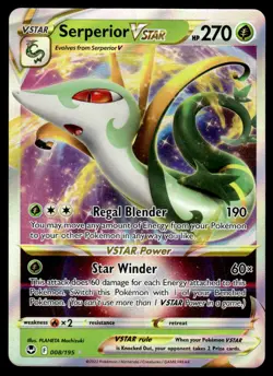 Pokemon TCG SWSH12: Silver Tempest #008/195 Serperior VSTAR NM - Image 1