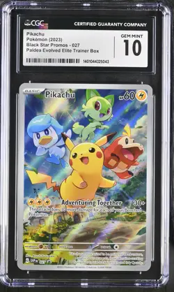 Pokemon Pikachu 027 Black Star Promo Paldea Scarlet & Violet CGC 10 Gem Mint - Image 1
