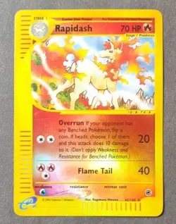 Rare, Reverse Holo Pokemon Expedition Set Rapidash 62/165 (English) - Image 1