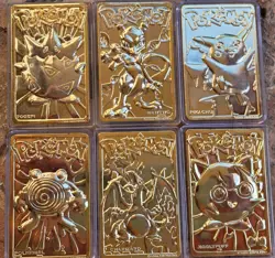 SET OF ALL 6 - 1999 Pokemon Burger King 23K Gold Plated Pokemon Cards - Image 1