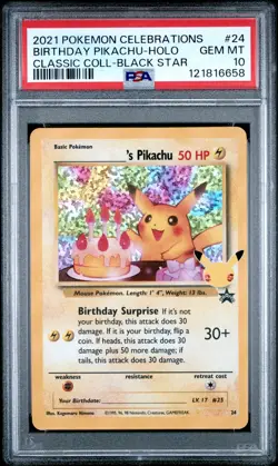 2021 POKEMON CELEBRATIONS CLASSIC COLL #24 BIRTHDAY PIKACHU-HOLO PSA 10 - Image 1