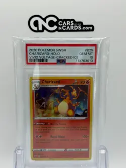 2020 POKEMON SWORD & SHIELD #025 CHARIZARD-HOLO VIVID VOLTAGE-CRACKED ICE PSA 10 - Image 3