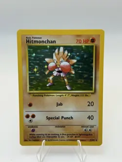 Pokemon TCG Hitmonchan Base Set Holo Unlimited Rare 07/102 LP Condition - Image 2