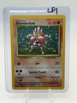 Pokemon TCG Hitmonchan Base Set Holo Unlimited Rare 07/102 LP Condition - Image 1