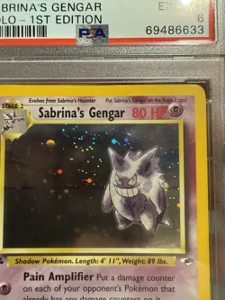 PSA 6 EX-MT Sabrina’s Gengar 1ST EDITION HOLO Pokemon Gym Heroes DOUBLE SWIRL - Image 5