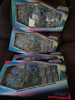 4x Pokemon Prismatic Evolutions Lucario EX and Tyranitar EX Premium Collections - Image 1