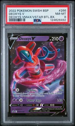 2022 POKEMON SWSH BLACK STAR PROMO DEOXYS VMAX & VSTAR BATTLE BOX DEOXYS V PSA 8 - Image 1