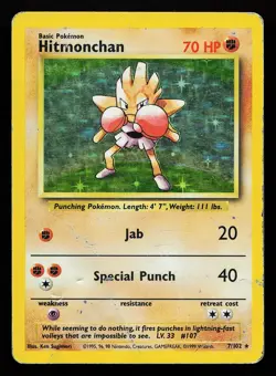Hitmonchan 7/102 Holo Rare Base Set Pokemon Card - Image 1
