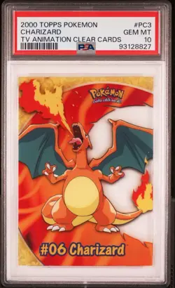 Pokemon Charizard 2000 Topps TV Animation Clear Cards English #PC3 PSA 10 - Image 1