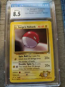 CGC 8.5 Lt. Surge's Voltorb 84/132 Gym Heroes 2000 Pokemon Card - Image 1