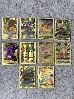 Set of 10 Pokemon Mew,Grimmsnarl,Charmander,Taurus +++Gold Foil Fan Art Cards - Image 1