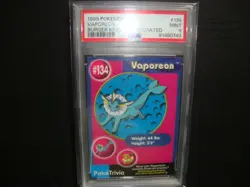 1999 Pokemon Burger King UnPerforated Vaporeon card #134 Psa 9 Mint - Image 1