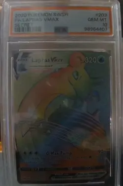 PSA 10 Lapras VMAX 203/202 Sword & Shield Secret Rare Rainbow Pokemon Card - Image 1