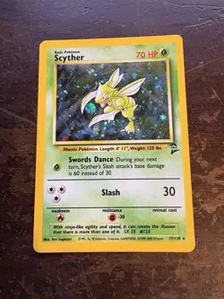 Pokemon TCG Scyther Base Set 2 Holo Unlimited Rare Card 17/130 - Image 1