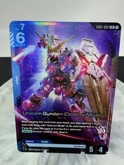 Gundam Card Game Newtype Rising Unicorn Gundam (Destroy Mode) GD01-002 LR Holo - Image 3