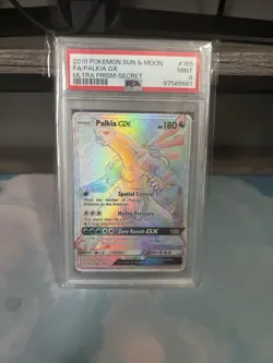 2018 Pokemon Sun & Moon Ultra Prism Secret Rare Full Art Palkia GX 165 PSA 9 - Image 1