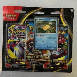 SEALED Pokemon TCG Mega Evolution 3 Pack Blister BRAND NEW Psyduck/Golduck - Image 1