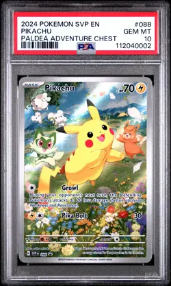 2024 POKEMON SVP EN-SV BLACK STAR PROMO PALDEA ADVENTURE CHEST PIKACHU PSA 10 - Image 1